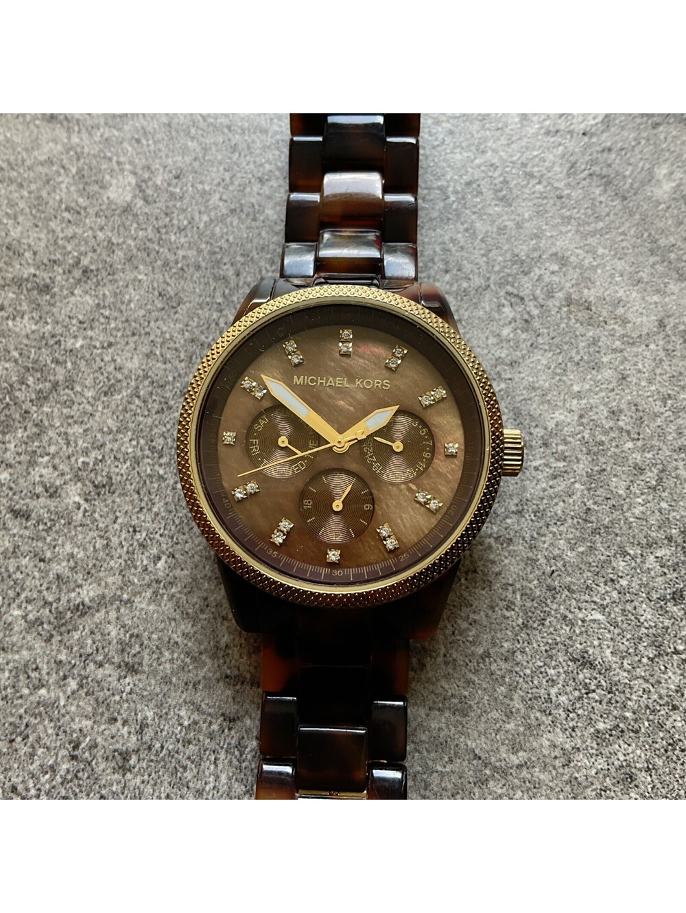 Michael Kors MK-5038 Jet Set Tortoise Shell Acrylic 37mm Quartz Womens Watch B-B